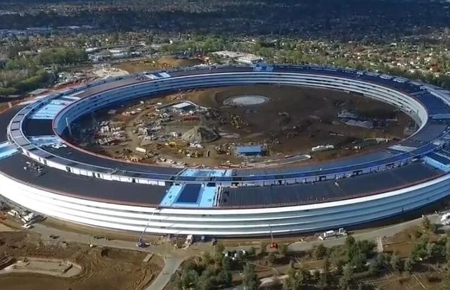 無人機(jī)帶你俯瞰蘋果新總部  明年投入使用